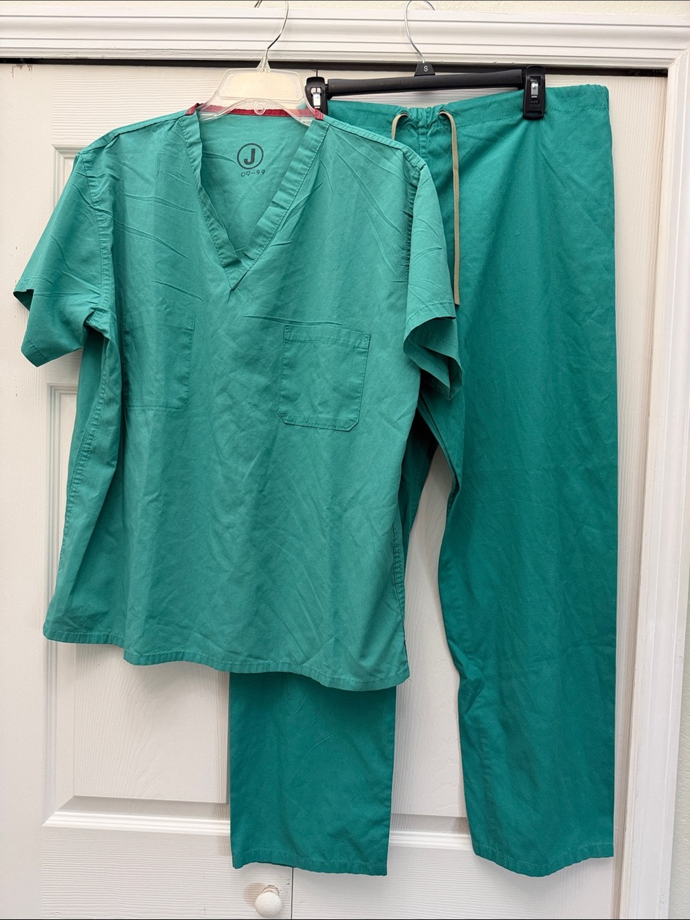 Unbranded Women's Teal V-Neck Scrub Top & Drawstring Pants Set